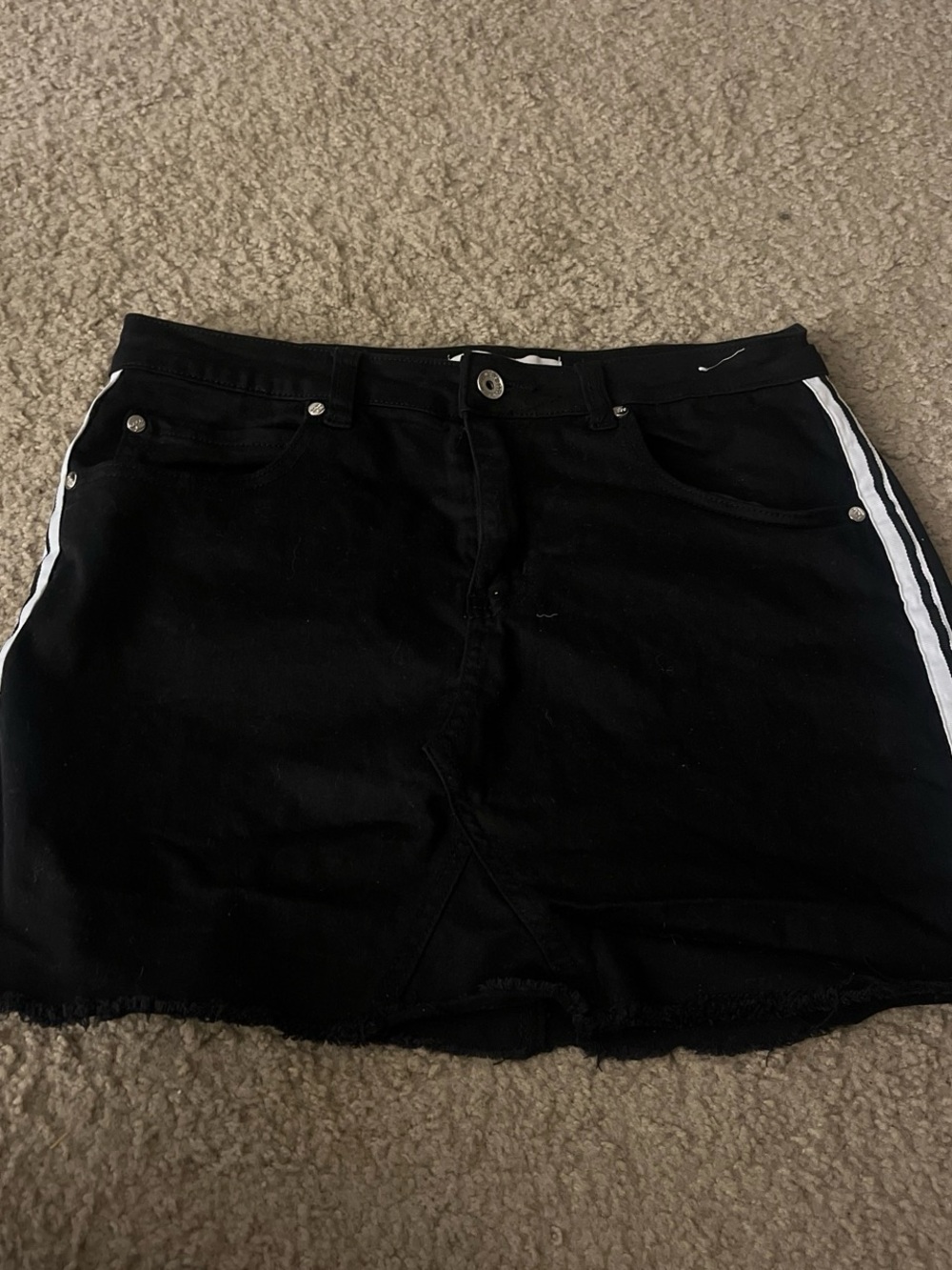 GOGO Black Mini Skirt with White Side Stripes